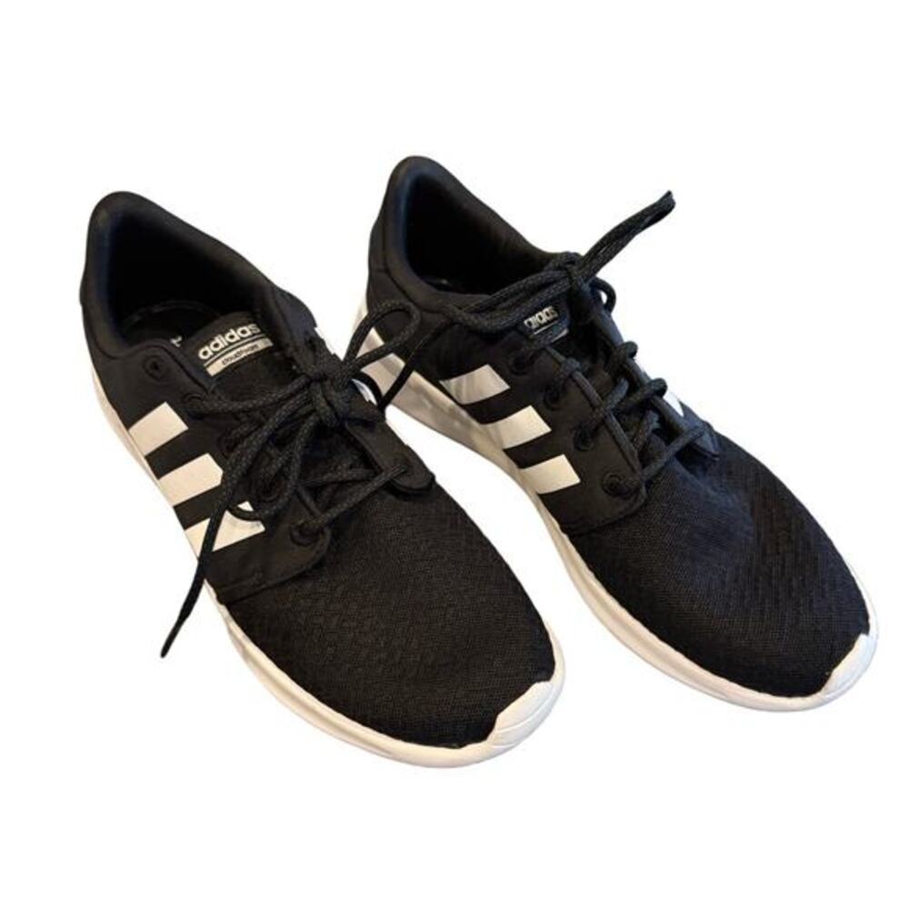 Adidas Cloud Foam BLK w/WHT Stripes, Ortholite Comfort Athletic Sneakers EUC 10